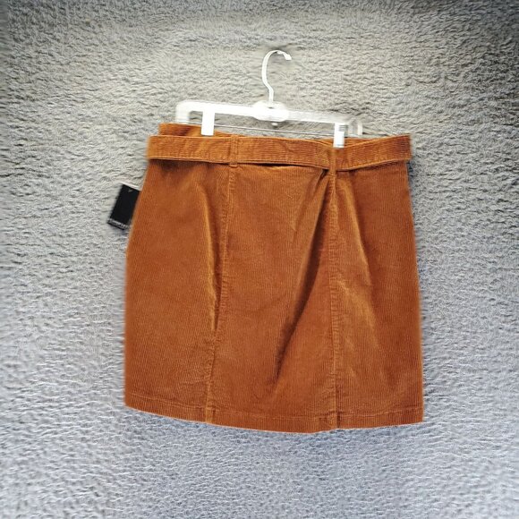 Eloquii Skirt Womens 16 Brown Corduroy Belted A-Line Mini Skirt *NWT* - Picture 9 of 10